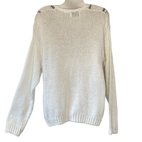 Vintage Hand-Knit Sweater Rose Floral Raised Knit Embroidery Scandi Girl Small - Picture 3 of 6